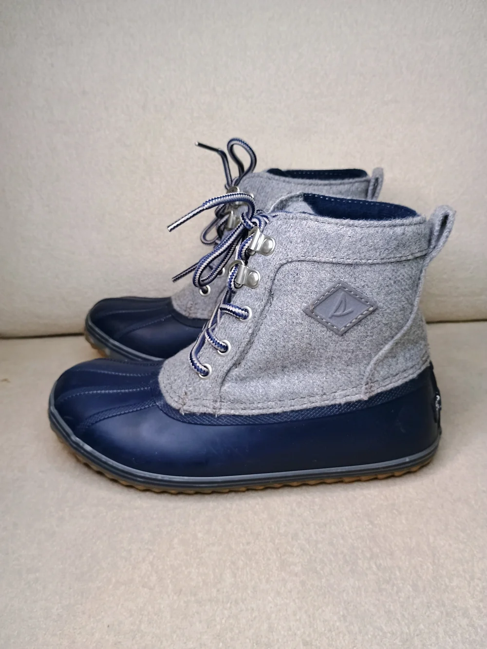 Sperry Kids Duck Boot Ankle Lace-Up Colorblock Navy/Gray Size US 1